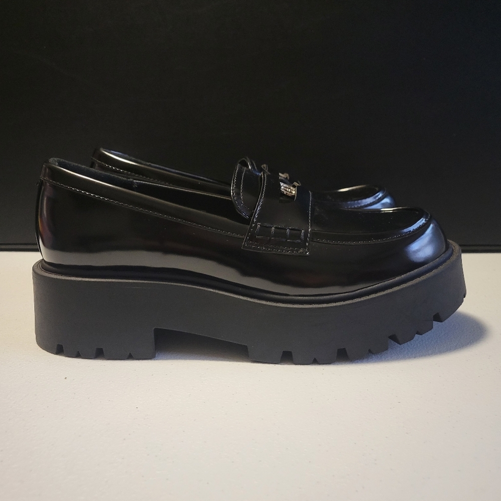 Madden NYC Black Patent Leather Penny Loafers 1 - Picture 4 of 7